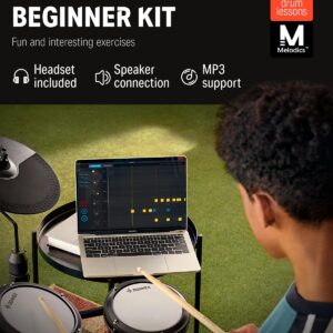 Donner DED-80 Electronic Drum Set with 4 Quiet Mesh Pads, 180+ Sounds, 2 Pedals, Throne, Headphones, Sticks, and Melodics Lessons