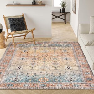valenrug washable rug 8x10 - ultra-thin antique collection area rug, stain resistant rugs for living room bedroom, distressed vintage rug(matte gradient, 8'x10')