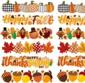 70feet haooryx happy thanksgiving fall bulletin board borders 72pcs cartoon turkey pumpkin maple leaves paper borders trim for school classroom autumn theme party blackboard border wall decorations