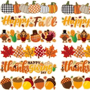 70Feet Haooryx Happy Thanksgiving Fall Bulletin Board Borders 72PCS Cartoon Turkey Pumpkin Maple Leaves Paper Borders Trim for School Classroom Autumn Theme Party Blackboard Border Wall Decorations