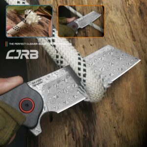 CJRB CUTLERY Folding Knife Crag (J1904) Rose Damascus Steel Blade Carbon Fiber Handle Pocket Knife EDC Knife