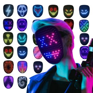 MOYACA Led Mask with Gesture Sensing, Light up mask with 50 Pattern Display for Men/Women LED Halloween Mask for Costume Cosplay Party Indoor and Outdoor