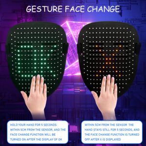 MOYACA Led Mask with Gesture Sensing, Light up mask with 50 Pattern Display for Men/Women LED Halloween Mask for Costume Cosplay Party Indoor and Outdoor