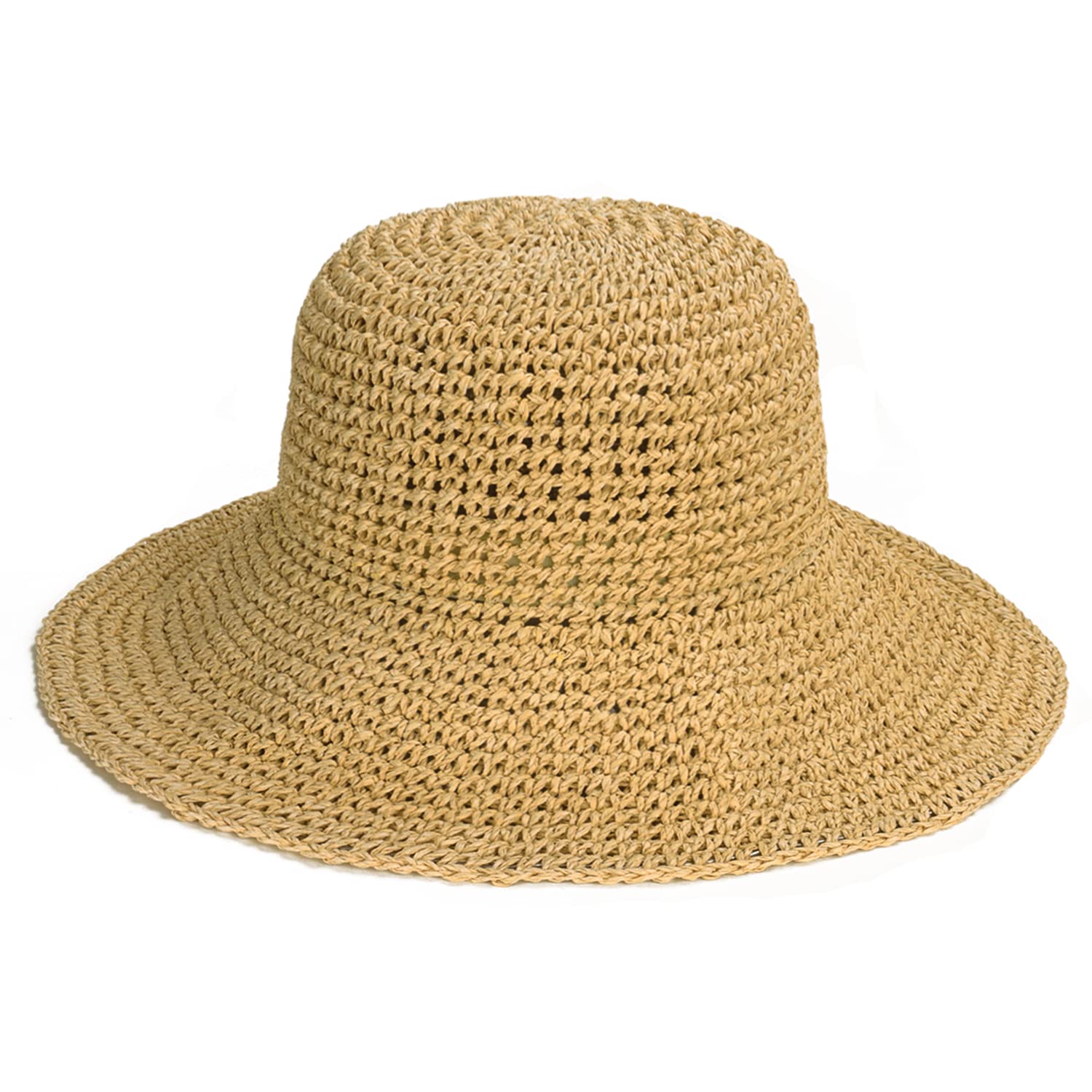 Sydbecs Women's Sun Hats Wide Brim Summer Beach Hat for Women Foldable Travel Straw Hat UPF50+ (Khaki)