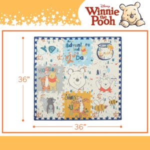 Disney Winnie The Pooh EVA Foam Mat, Winter Prairie Interlocking EVA Foam Flooring Tiles, Yellow, 36 x 36 Inches