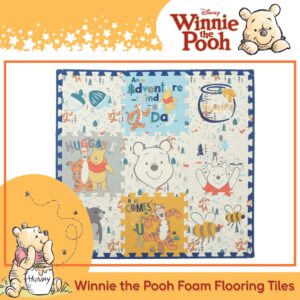 Disney Winnie The Pooh EVA Foam Mat, Winter Prairie Interlocking EVA Foam Flooring Tiles, Yellow, 36 x 36 Inches