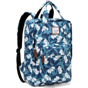 vaschy school backpack for women/teen girls, travel backpack water resistant college high school computer bag student bookbag,blue gardenia