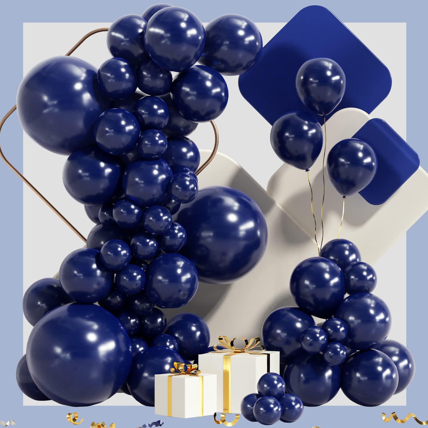 Navy Blue Balloon Garland Arch Kit 100 Pack 18/12/10/5 Inch Dark Blue Balloons Different Sizes Latex Party Balloon for Birthday Wedding Bride Anniversary Gender Reveal Boys Party Decorations