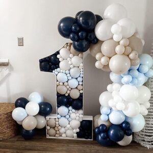 Navy Blue Balloon Garland Arch Kit 100 Pack 18/12/10/5 Inch Dark Blue Balloons Different Sizes Latex Party Balloon for Birthday Wedding Bride Anniversary Gender Reveal Boys Party Decorations