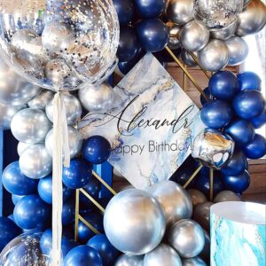 Navy Blue Balloon Garland Arch Kit 100 Pack 18/12/10/5 Inch Dark Blue Balloons Different Sizes Latex Party Balloon for Birthday Wedding Bride Anniversary Gender Reveal Boys Party Decorations