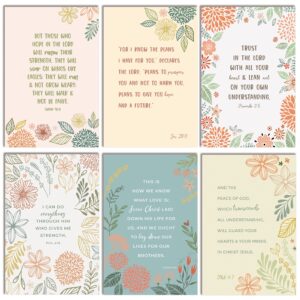 Better Office Products 50 Pack Inspirational Christian Greeting Cards with Envelopes, 6 Bible Verses, 6 Designs, 4x6 Inch, Scripture Notecards for All Occasions,(Floral Harvest)