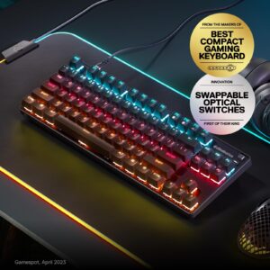 SteelSeries New Apex 9 TKL – HotSwap Optical Mini Keyboard – TKL Esports Design – Optical Switches – RGB Customization – Aluminum Alloy Frame – Double Shot PBT Keycaps