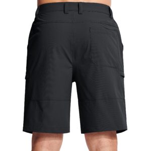 MAGCOMSEN Mens Hiking Shorts Lightweight Cargo Shorts for Men with Zipper Pockets Quick Dry Summer Running Fishing Military Tactical Shorts Black