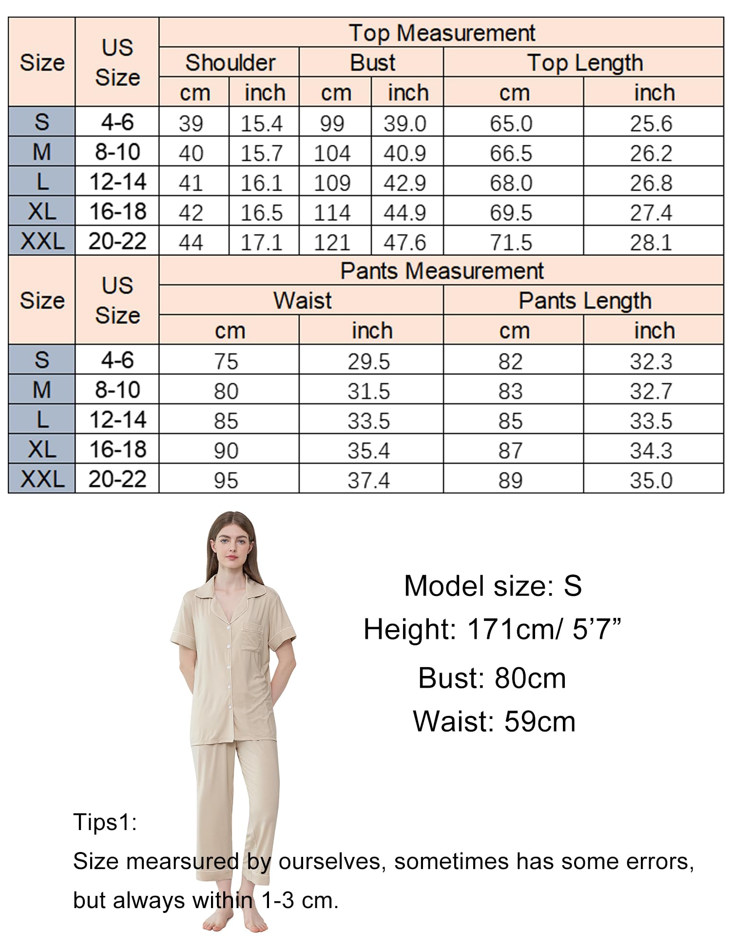 Joyaria Womens Bamboo Viscose Pajamas Set Cooling Moisture Wicking Pjs Night Sweats Sleepwear(White, Small)