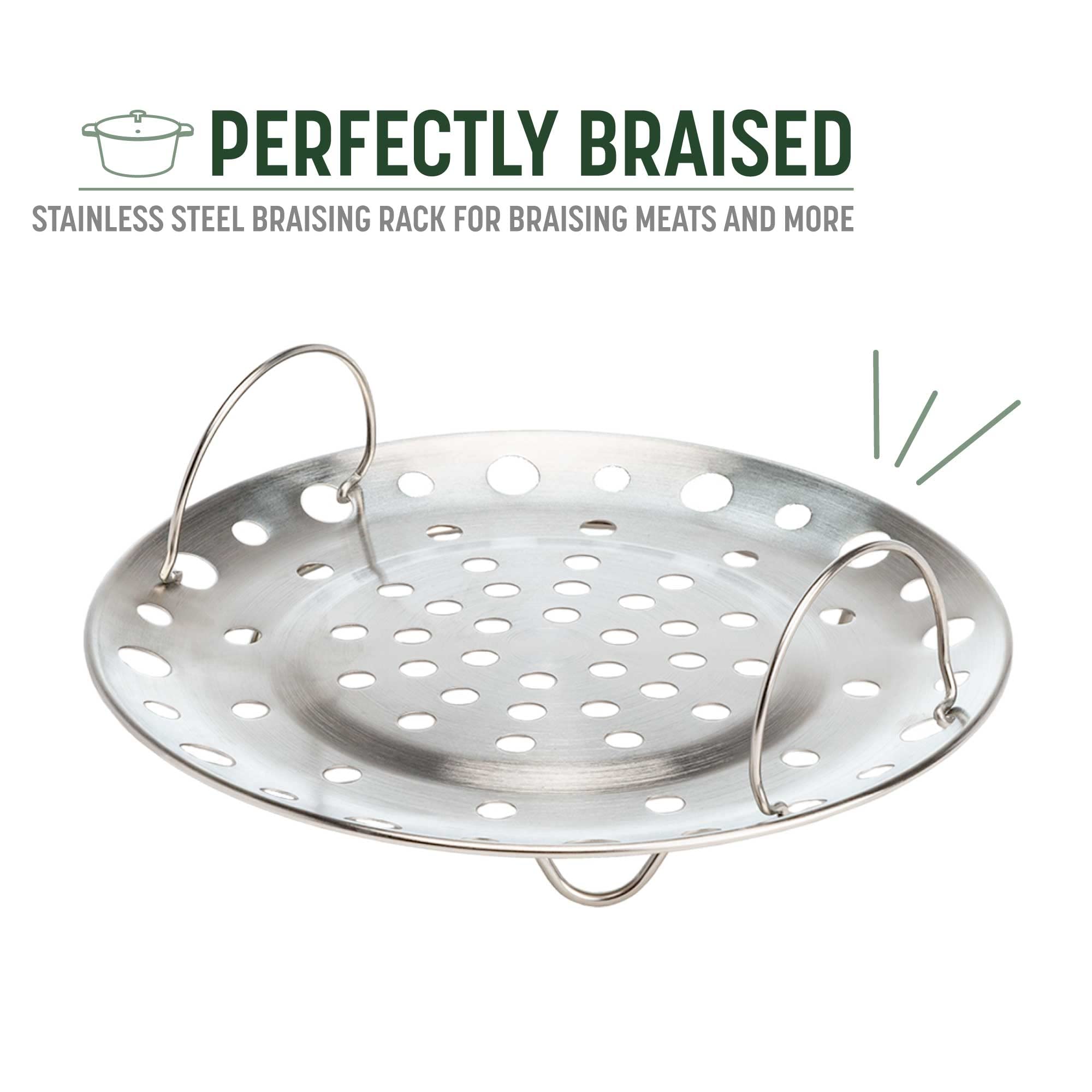 Goodful All-In-One Pot, Multilayer Nonstick, High Performance Cast Dutch Oven With Matching Lid, Roasting Rack And Turner, Made Without PFOA, Dishwasher Safe Cookware, 4.7-Quart, Sage Green