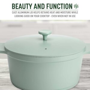 Goodful All-In-One Pot, Multilayer Nonstick, High Performance Cast Dutch Oven With Matching Lid, Roasting Rack And Turner, Made Without PFOA, Dishwasher Safe Cookware, 4.7-Quart, Sage Green