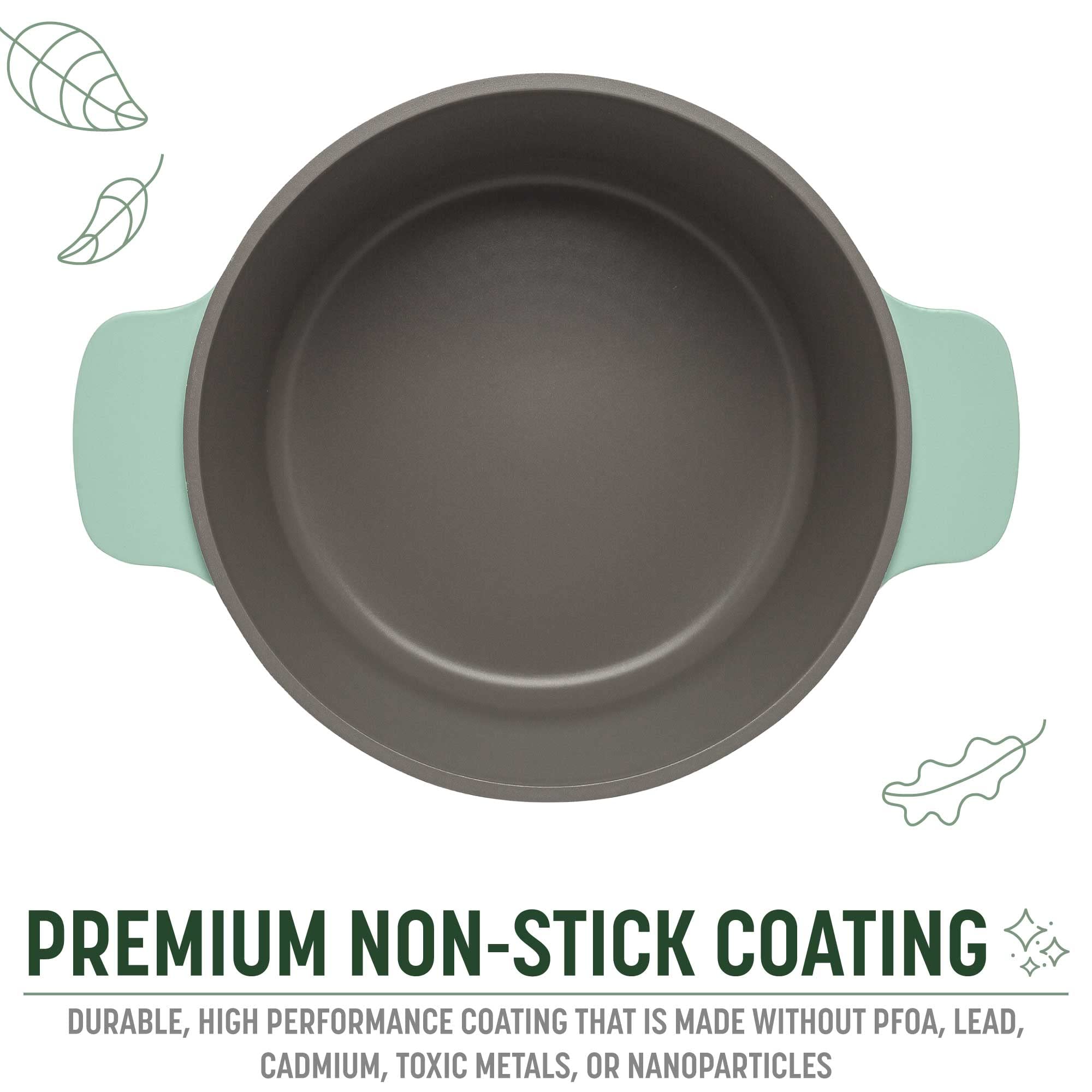 Goodful All-In-One Pot, Multilayer Nonstick, High Performance Cast Dutch Oven With Matching Lid, Roasting Rack And Turner, Made Without PFOA, Dishwasher Safe Cookware, 4.7-Quart, Sage Green