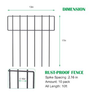 10 Pack Animal Barrier Fence, 17 Inch(H) X 10 Ft(L) Decorative Garden Fencing for Garden.