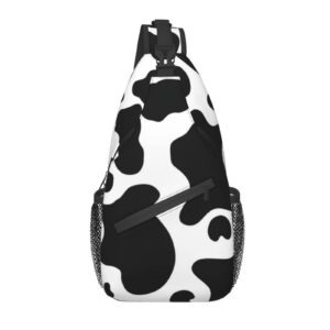 mumuyun sling bag, black & white cow print crossbody sling backpack for casual shoulder women & men