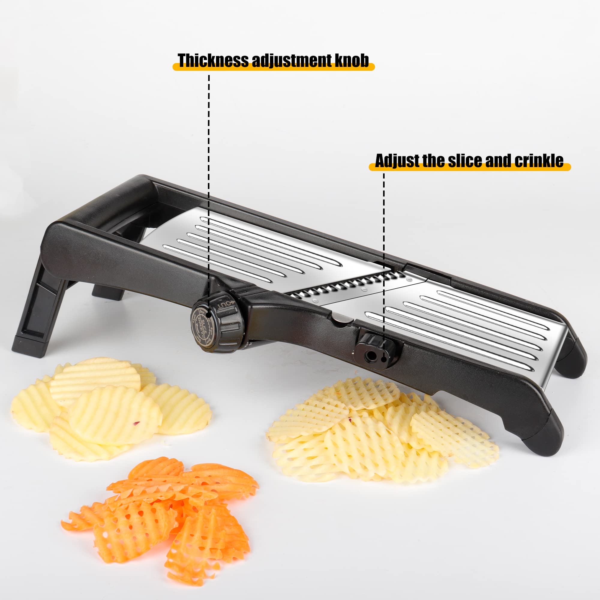 Mandoline Food Slicer for kitchen, Adjustable Stainless Steel Mandoline Vegetable slicer, Food slicer Onion Potato Chip French Fry 7 in-1 vegetable slicer