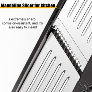 Mandoline Food Slicer for kitchen, Adjustable Stainless Steel Mandoline Vegetable slicer, Food slicer Onion Potato Chip French Fry 7 in-1 vegetable slicer