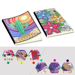 DCIDBEI 2-Pack DIY Diamond Paintings Notebook 5D Diamond Art Notebooks Paper A5 50 100 Art Diamond Notebook Kid Stitch Cross Stitch Notebooks Sketch Books for Adults DIY Diamond Dots Notebooks Blank