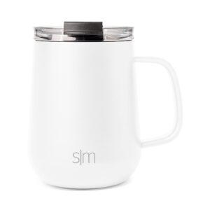 Simple Modern Travel Coffee Mug with Lid and Handle | Reusable Insulated Stainless Steel Coffee Tumbler Tea Cup | Gifts for Women Men Him Her | Voyager Collection | 12oz | Winter White