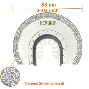 HEMUNC 3pcs Oscillating Tool Blades for Grout Removal Tile Mortar Concrete Masonry, Oscillating Multi Tool Diamond Saw Blades for Dewalt Milwukee Rockwell Bosch Dremel Ryobi Ridgid Multitool