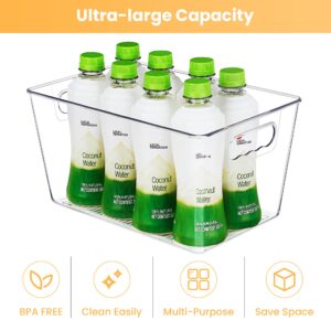 YIHONG Clear Plastic Storage Bins, 8 Pack Pantry Organizer Bins with Handle for Kitchen, Freezer,Cabinet,Closet Organization and Storage