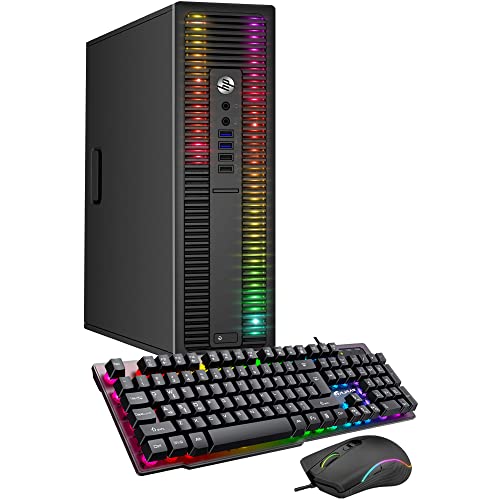 HP ProDesk Desktop RGB Lights Computer Intel Core i5 6500 3.2 GHz 8GB RAM 256GB SSD Win 10 Pro Gaming PC Keyboard & Mouse (Renewed), Windows 10 Pro