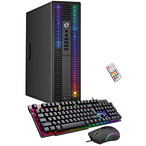 HP RGB Lights Desktop PC ProDesk Computer Intel Core i7 6th Generation Processor 16GB RAM 256GB SSD Win 10 Pro Gaming PC Keyboard & Mouse (Renewed)