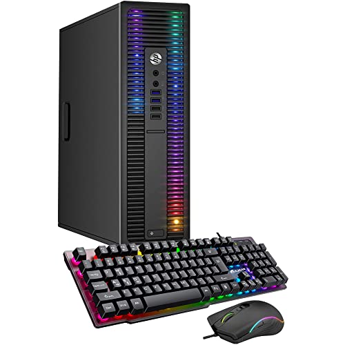 HP RGB Lights Desktop PC ProDesk Computer Intel Core i7 6th Generation Processor 16GB RAM 256GB SSD Win 10 Pro Gaming PC Keyboard & Mouse (Renewed)