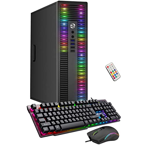 HP RGB Lights Desktop PC ProDesk Computer Intel Core i7 6th Generation Processor 16GB RAM 256GB SSD Win 10 Pro Gaming PC Keyboard & Mouse (Renewed)