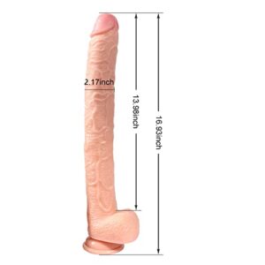 Realistic Extra Long Dildo Thick Dildo with Suction Cup, 16.93Inch Silicone Giant Dildos G Spot Anal Dildo Adult Sex Toys for Women