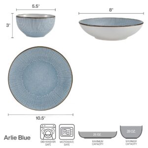 Pfaltzgraff Arlie Blue 12 Piece Dinnerware Set, Service for 4, Blue