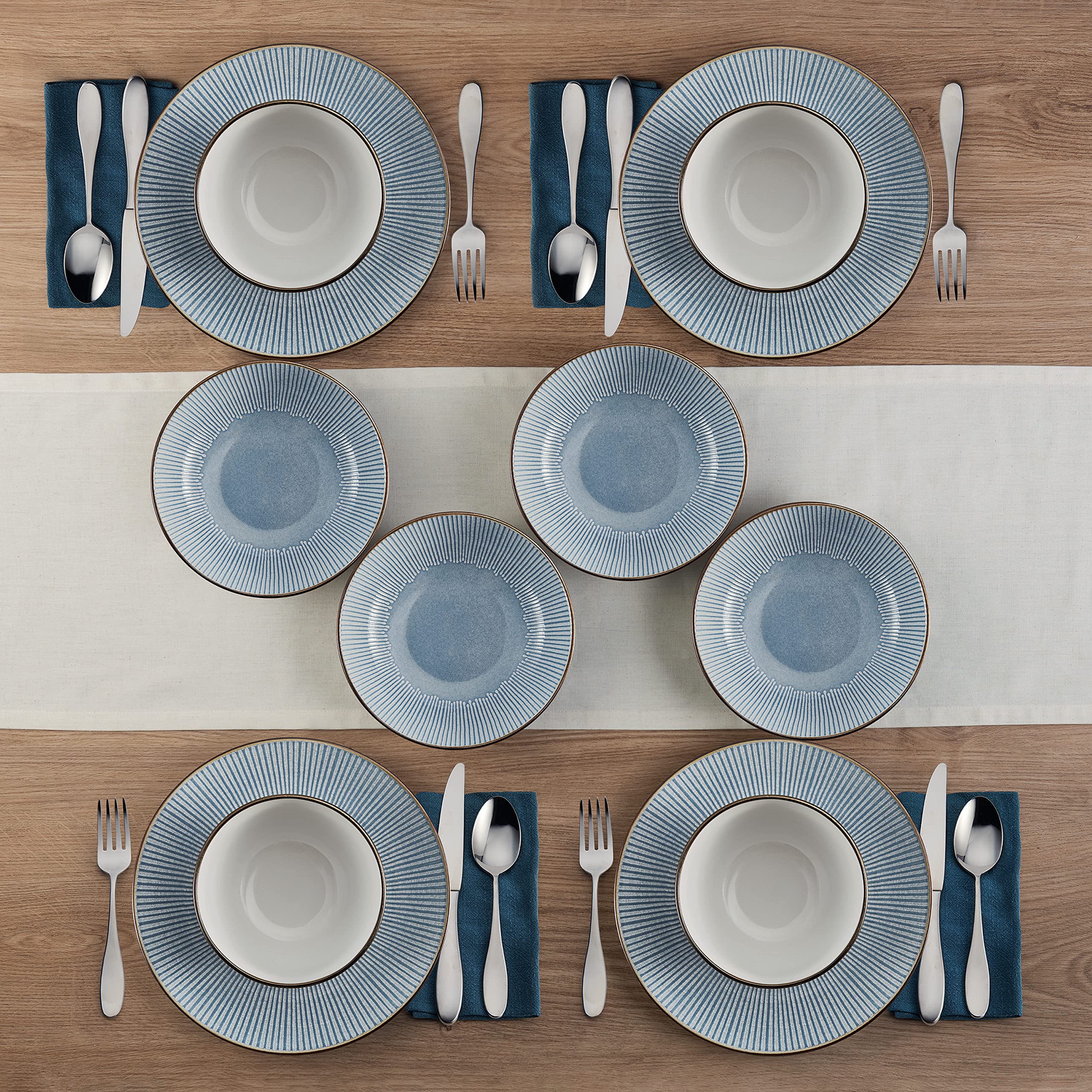 Pfaltzgraff Arlie Blue 12 Piece Dinnerware Set, Service for 4, Blue