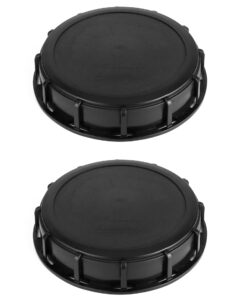 qwork 6" solid cap w/gasket for mauser ibc tote, ibc tote water tank cover, 2 pack leak-proof design plastic ibc tank adapter storage cap for chemical food and industrial storage, black