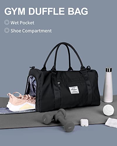 Travel Gym Duffel Bag with Shoes Compartment, Wet Pocket - For Plane, Sport, Swimming, Yoga