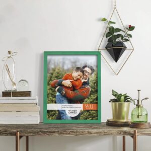 Renditions Gallery 11x14 inch Picture Frame Modern Style Wood Pattern and High Definition Glass Ready for Wall and Tabletop Photo Display, Green Frame