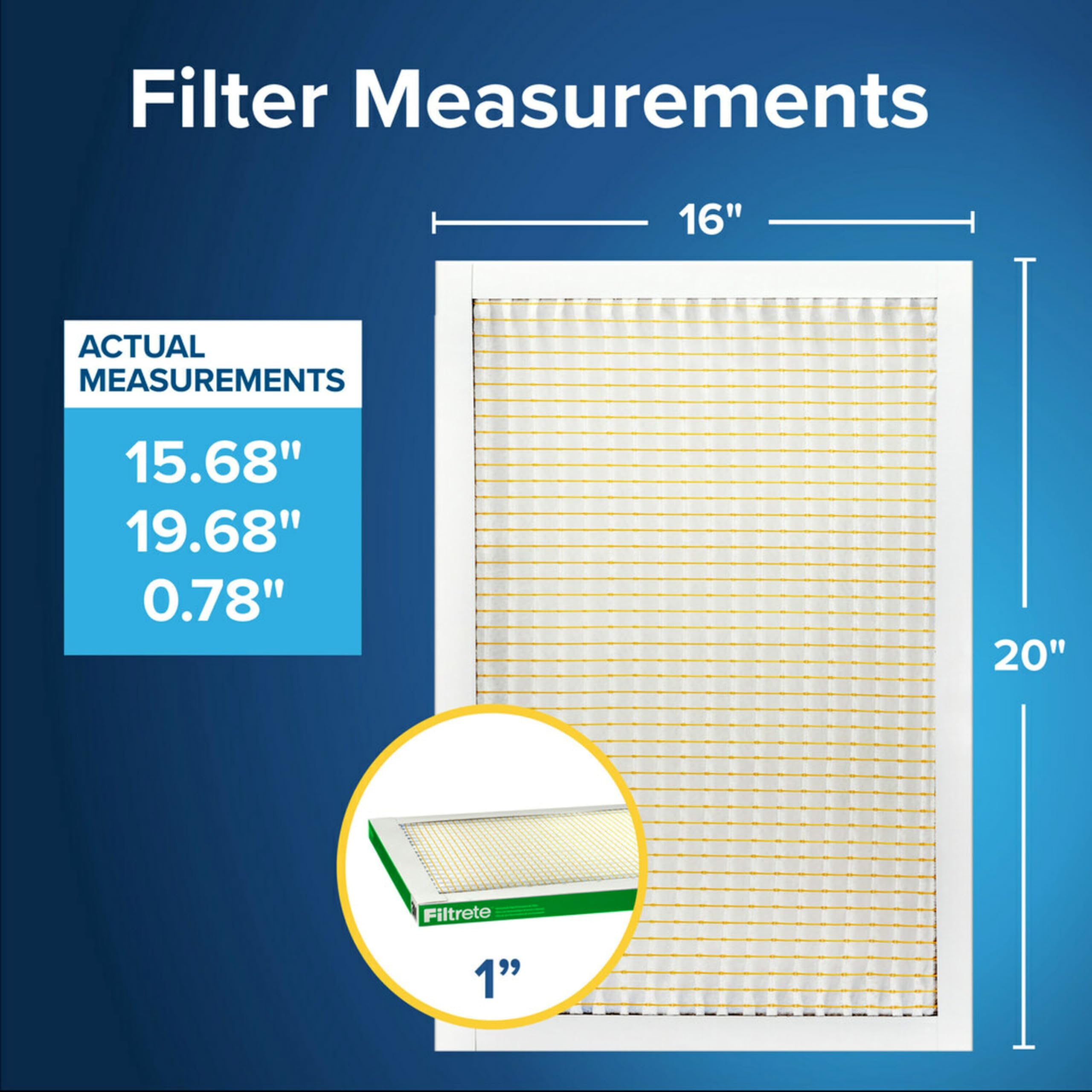 Filtrete 16x20x1 AC Furnace Air Filter, MERV 8, MPR 700, Tough on Pollen, Easy on Airflow, 3-Month Pleated 1-Inch Electrostatic Air Cleaning Filter, 4-Pack (Actual Size 15.688 x 19.688 x 0.78 in )