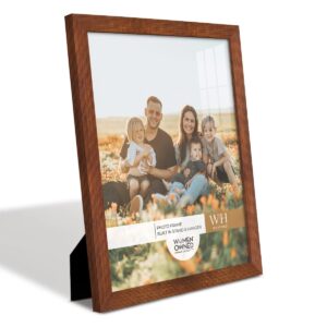 renditions gallery 11x14 inch picture frame modern style wood pattern and high definition glass ready for wall and tabletop photo display, walnut frame