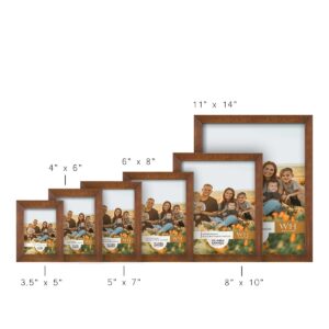 Renditions Gallery 11x14 inch Picture Frame Modern Style Wood Pattern and High Definition Glass Ready for Wall and Tabletop Photo Display, Walnut Frame