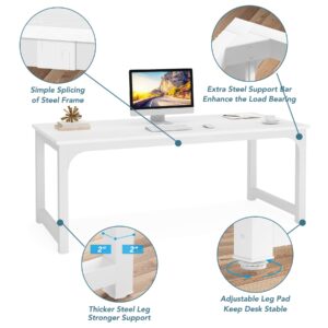 Tribesigns 6FT Conference Table, 70.86" W x 31.49" D Meeting Room Table Boardroom Desk for Office Conference Room, Splicing Board with Metal Frame, White