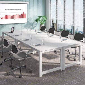 Tribesigns 6FT Conference Table, 70.86" W x 31.49" D Meeting Room Table Boardroom Desk for Office Conference Room, Splicing Board with Metal Frame, White