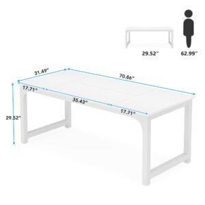 Tribesigns 6FT Conference Table, 70.86" W x 31.49" D Meeting Room Table Boardroom Desk for Office Conference Room, Splicing Board with Metal Frame, White