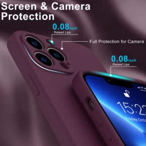 DEENAKIN Compatible with iPhone 13 Pro Max Case with Screen Protector - Silky Soft Silicone - Enhanced Camera Cover - Slim Fit Protective Phone Case for Women Girls 6.7" - Plums Color