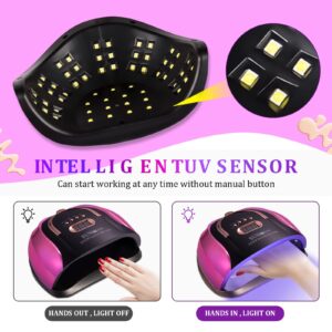 UV LED Nail Lamp, 256W UV LED Nail Dryer Light for Gel Nails Polish Manicure Professional Salon Curing Lamp with 4 Timer Setting Sensor/57pcs Dual Light Beads(Comes with 6 Free Gifts)