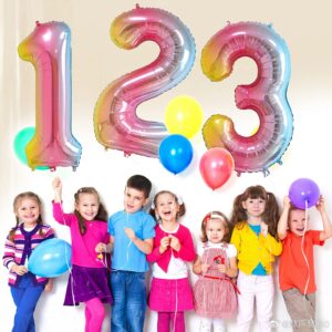 Smlpuame 40 inch Number Balloon 0-9 Gold Large Number 30 Balloons,Digital Balloons for Birthday Party Celebration Decorations Supplies, Helium Foil Number Balloons for Wedding Anniversary