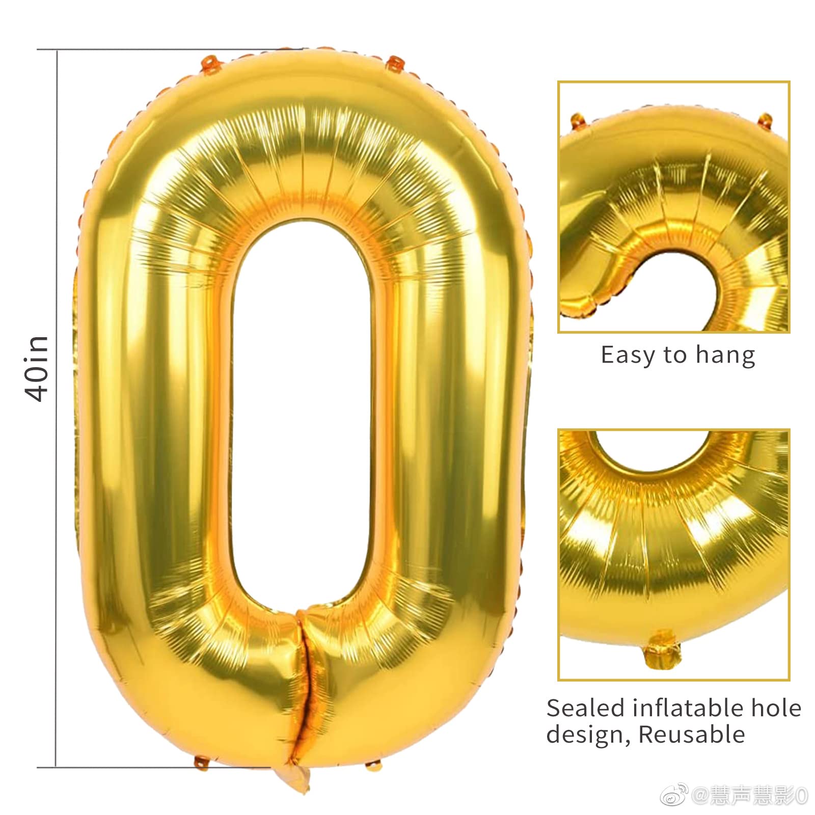 Smlpuame 40 inch Number Balloon 0-9 Gold Large Number 30 Balloons,Digital Balloons for Birthday Party Celebration Decorations Supplies, Helium Foil Number Balloons for Wedding Anniversary