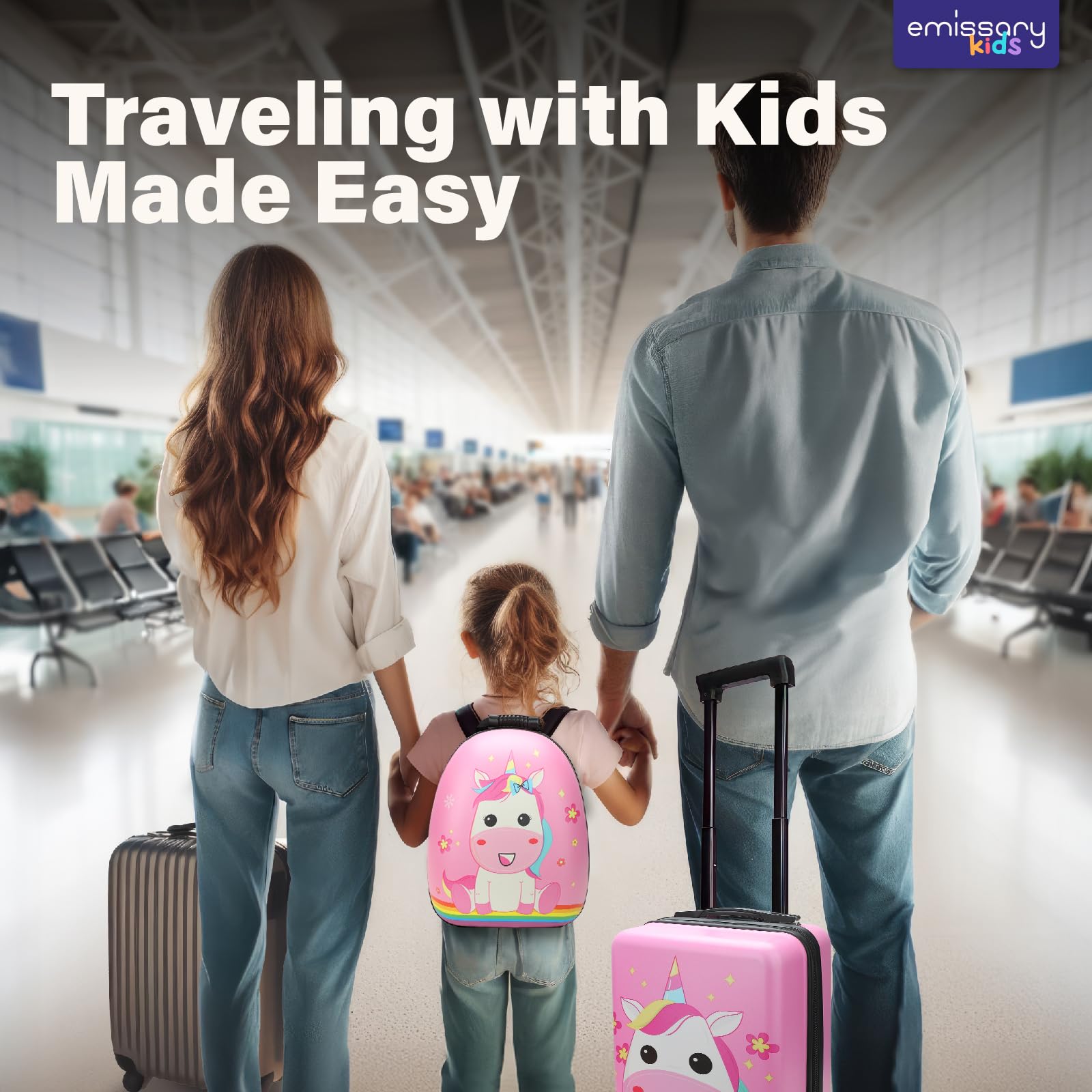 emissary Kids Luggage With Wheels For Girls, Unicorn Kids Luggage Set, Childrens Luggage For Girls With Wheels, Kids Suitcases With Wheels For Girl, Toddler Suitcase For Girls, Travel Luggage For Kids